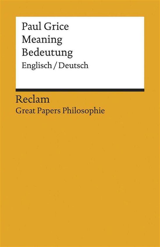 Cover for Grice · Meaning / Bedeutung (Bok)