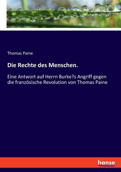 Cover for Paine · Die Rechte des Menschen. (Book) (2020)