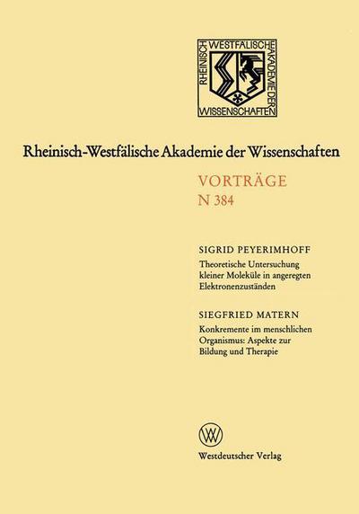 Cover for Sigrid Peyerimhoff · Rheinisch-Westfalische Akademie der Wissenschaften (Paperback Book) [1990 edition] (1990)