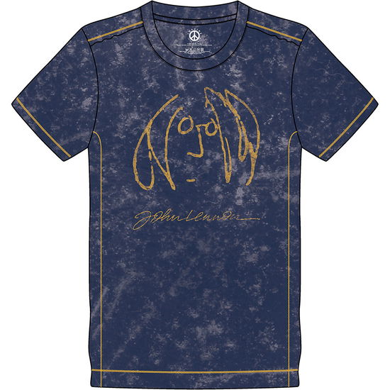 Cover for John Lennon · John Lennon Unisex T-Shirt: Self Portrait Snow Wash (Wash Collection) (T-shirt) [size L] [Blue - Unisex edition]