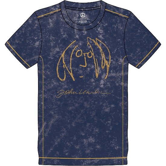 Cover for John Lennon · John Lennon Unisex T-Shirt: Self Portrait Snow Wash (Wash Collection) (T-shirt) [size L] [Blue - Unisex edition]