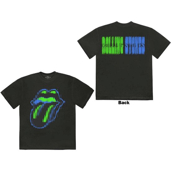The Rolling Stones Unisex T-Shirt: Distorted Tongue (Back Print) - The Rolling Stones - Merchandise -  - 5056737207842 - 