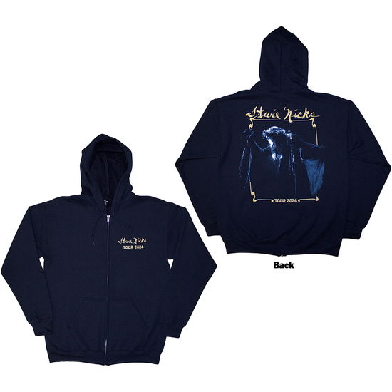 Cover for Stevie Nicks · Stevie Nicks Unisex Zipped Hoodie: Tour '24 Live Photo (Navy Blue) (Back Print &amp; Ex-Tour) (Hoodie) [size S] (2024)