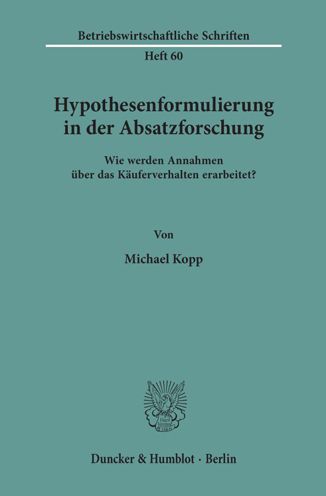 Cover for Kopp · Hypothesenformulierung in der Absa (Book) (1972)