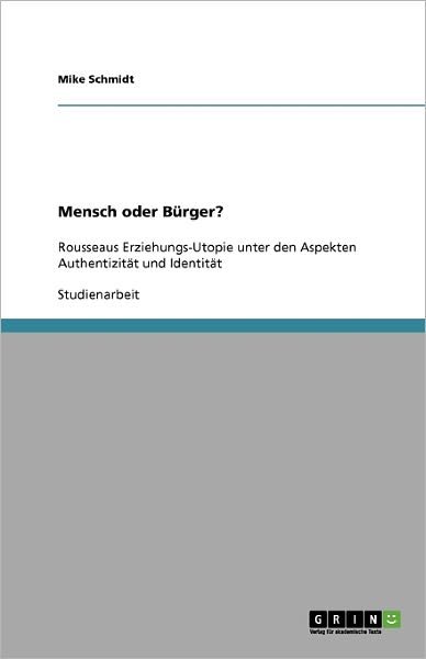 Cover for Schmidt · Mensch oder Bürger? (Pocketbok) [German edition] (2009)