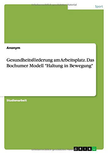 Cover for Anonym · Gesundheitsförderung am Arbeitsp (Book) [German edition] (2014)