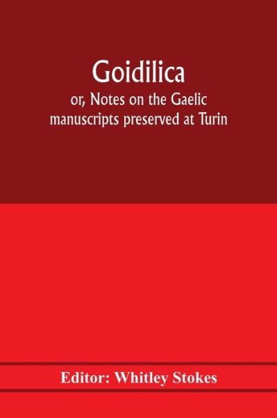 Cover for Whitley Stokes · Goidilica; or, Notes on the Gaelic manuscripts preserved at Turin, Milan, Berne, Leyden, the monastery of S. Paul, Carinthia, and Cambridge, with eight hymns from the Liber hymnorum, and the Old-Irish notes in the Book of Armagh (Taschenbuch) (2020)