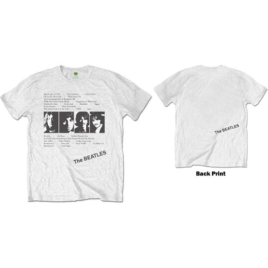 The Beatles Unisex T-Shirt: White Album Tracks (Back Print) - The Beatles - Marchandise -  - 5056170658843 - 