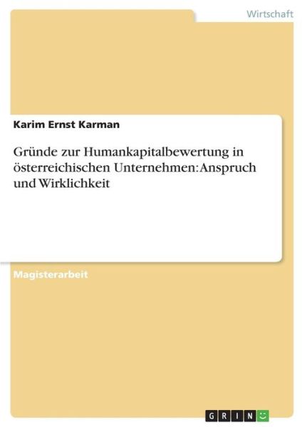 Cover for Karman · Gründe zur Humankapitalbewertung (Book)