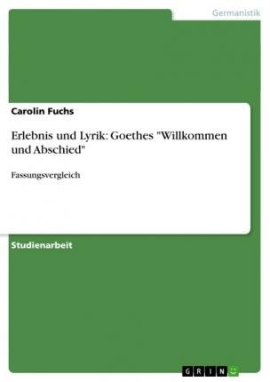 Cover for Fuchs · Erlebnis und Lyrik: Goethes &quot;Will (Bog) [German edition] (2013)