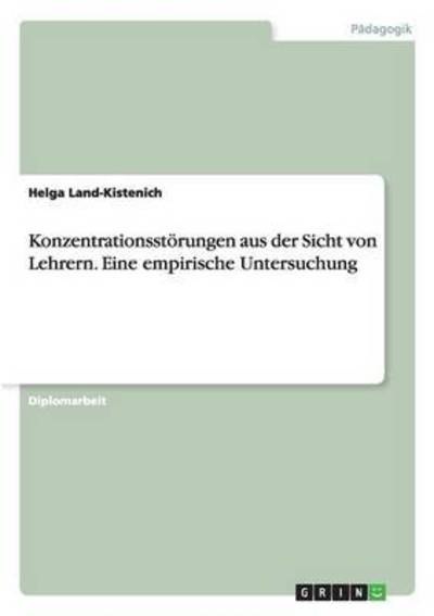 Cover for Land-Kistenich · Konzentrationsstörungen (Book) (2016)