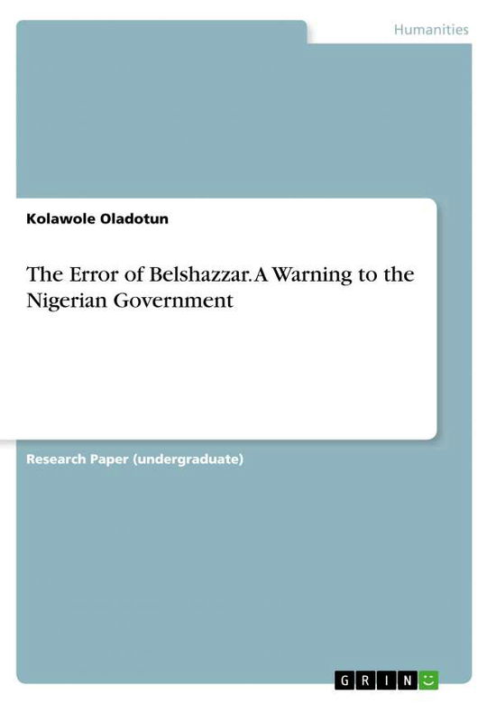 Cover for Oladotun · The Error of Belshazzar. A War (Book)