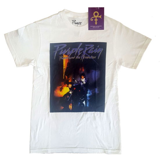 Cover for Prince · Prince Unisex T-Shirt: Purple Rain Square (White) (T-shirt) [size S] [White - Unisex edition] (2021)