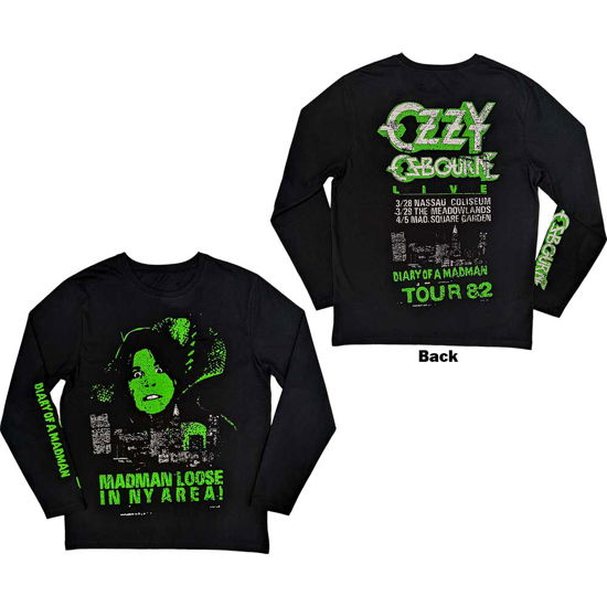 Ozzy Osbourne Unisex Long Sleeve T-Shirt: Madman Loose (Back & Sleeve Print) - Ozzy Osbourne - Koopwaar -  - 5056737206845 - 