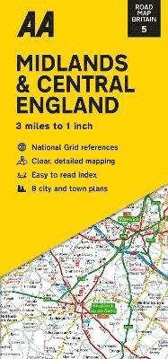 Cover for Road Map Midlands &amp; Central England - Road Map Britain (Map) [New edition] (2022)