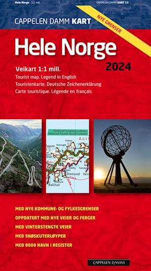 Cover for Cappelen Damm · CK: Hele Norge 2024 : veikart = tourist map = Touristenkarte = carte touristique (Hardcover Book) (2024)