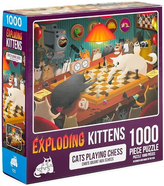 Cover for Exploding Kittens - Cats Playing Chess 1000 Piece Puzzle (Paperback Bog) (2023)