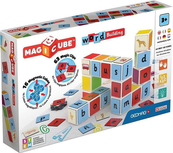 Cover for Geomag · GEOMAG  Magicube Word Building - 16 cubes + 61 clips (Toys)