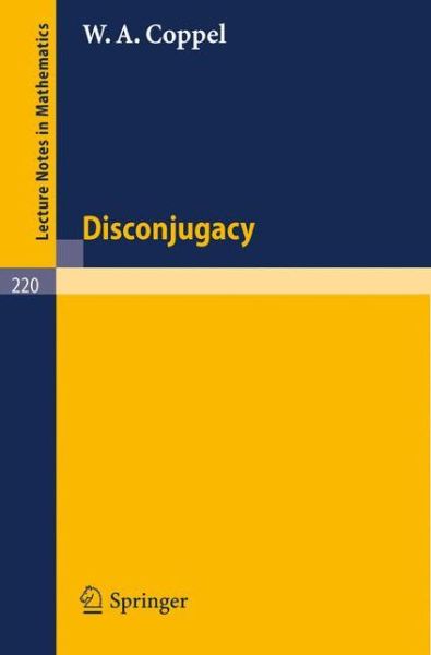 Cover for Coppel.w.a. · Disconjugacy - Lecture Notes in Mathematics (Pocketbok) (1971)