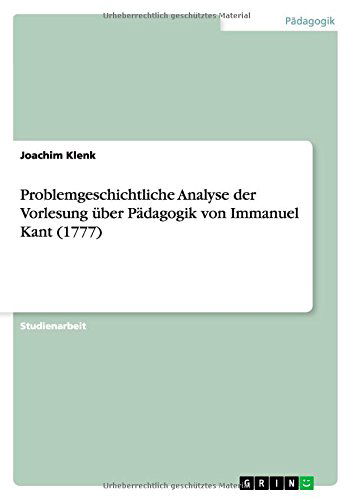 Cover for Klenk · Problemgeschichtliche Analyse der (Book) [German edition] (2011)
