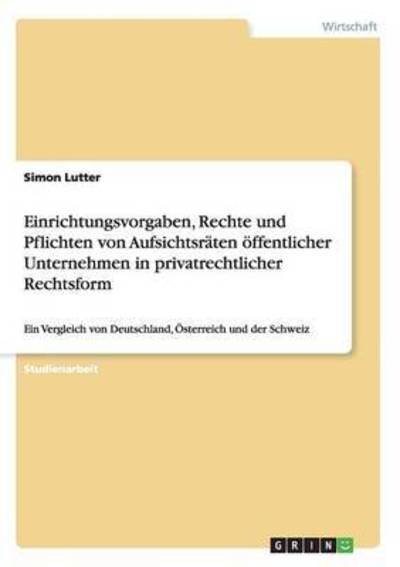 Cover for Lutter · Einrichtungsvorgaben, Rechte und (Book) (2015)