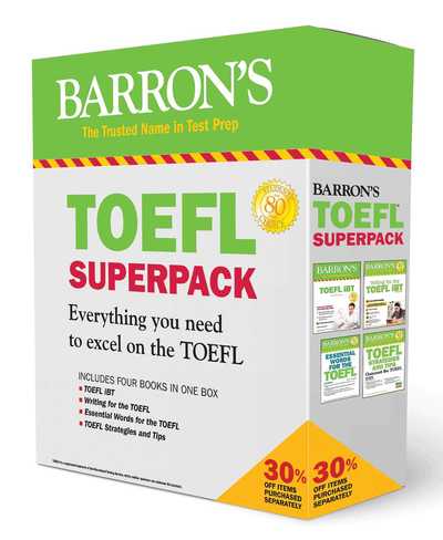 Cover for Pamela J. Sharpe · TOEFL iBT Superpack: 4 Books + Practice Tests + Audio Online - Barron's Test Prep (Paperback Book) [Fourth edition] (2019)