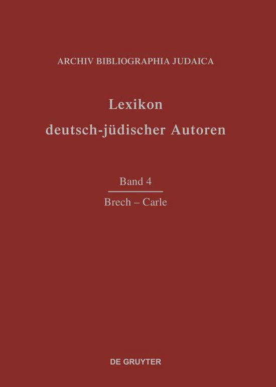 Cover for Archiv Bibliographia Judaica E.v. · Brech - Carle (Book) [German edition] (1995)