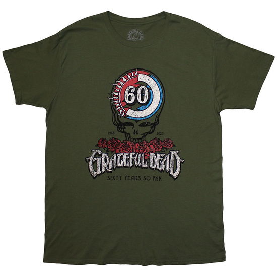 Grateful Dead Unisex T-Shirt: 60th Roses (Green) - Grateful Dead - Merchandise -  - 5056821090848 - December 17, 2024
