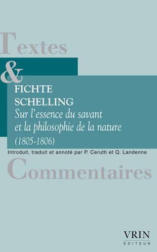 Cover for Johann Gottlieb Fichte · Sur l'Essence Du Savant Et La Philosophie de la Nature (1805-1806) (Paperback Book) (2021)