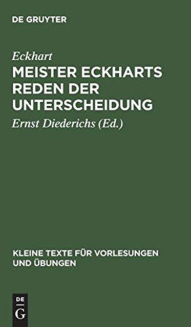 Cover for Eckhart · Meister Eckharts Reden der Unterscheidung (Book) (1913)