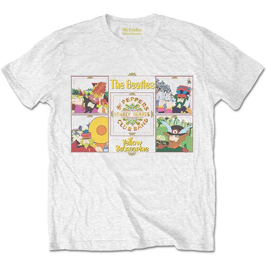 Cover for The Beatles · The Beatles Unisex T-Shirt: Yellow Submarine Sgt Pepper Band (T-shirt) [size XL] [White - Unisex edition]