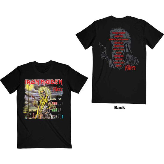 Cover for Iron Maiden · Iron Maiden Unisex T-Shirt: Killers V.2. Album Track list (Back Print) (T-shirt) [size S] [Black - Unisex edition]