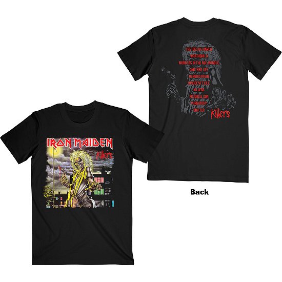 Iron Maiden Unisex T-Shirt: Killers V.2. Album Track list (Back Print) - Iron Maiden - Merchandise -  - 5056368673849 - 