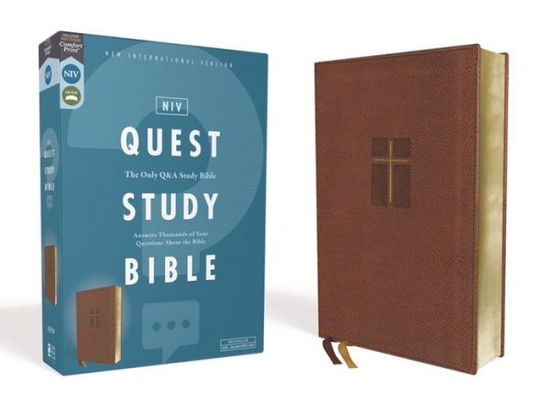 Cover for Zondervan Staff · NIV, Quest Study Bible, Leathersoft, Brown, Comfort Print The Only Q and a Study Bible (Book) (2019)