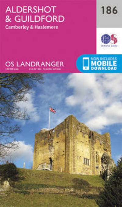 Cover for Ordnance Survey · Aldershot &amp; Guildford, Camberley &amp; Haslemere - OS Landranger Map (Landkart) [February 2016 edition] (2016)