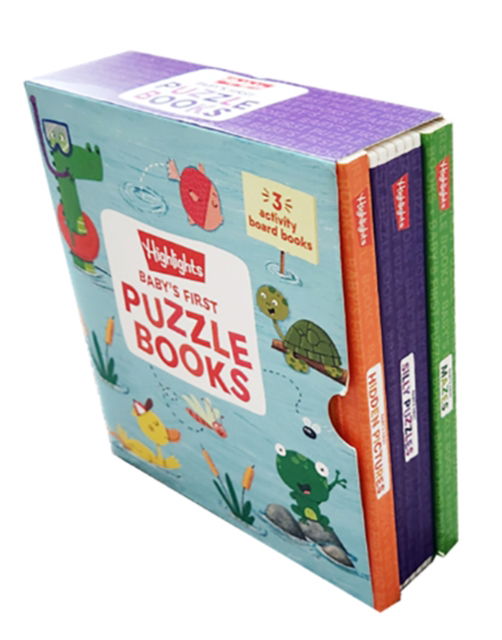 Cover for Baby’s First Puzzle Books: Interactive Board Books for Babies and Toddlers, 3 Fun Activity Books with Foam Puzzle Pieces, Mazes, Silly Scenes for Play Time - Highlights Baby's First Puzzle (Board book) (2024)