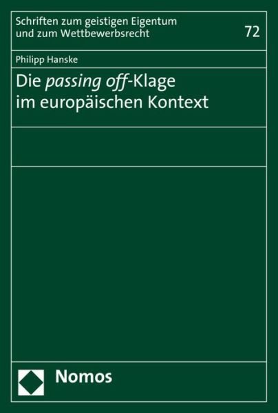 Cover for Hanke · Pasing off-Klage im europäischen (Book) (2015)
