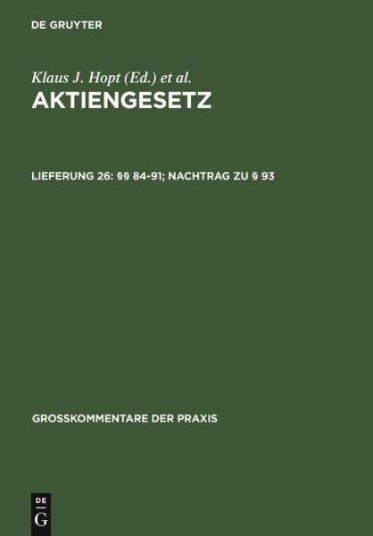 Cover for Et Al. · Aktiengesetz (AktG), Großk.Lfg.26 (Book) [German, 4 Revised edition] (2006)