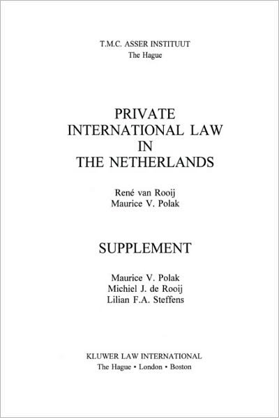 Cover for Rene Van Rooij · Private International Law in The Netherlands (Paperback Book) (1995)