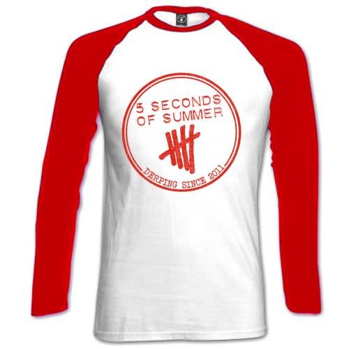 Cover for 5 Seconds of Summer · 5 Seconds of Summer Ladies Raglan T-Shirt: Derping Stamp (T-shirt) [size S] [White, Red - Ladies edition]