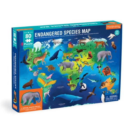 Cover for Mudpuppy · Endangered Species Around the World 80 Piece Geography Puzzle (SPILL) (2023)