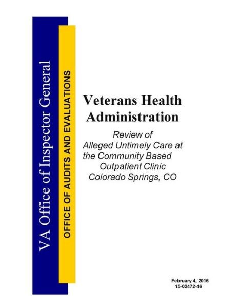 Cover for Va Office of Inspector General · Veterans Health Administration (Taschenbuch) (2016)