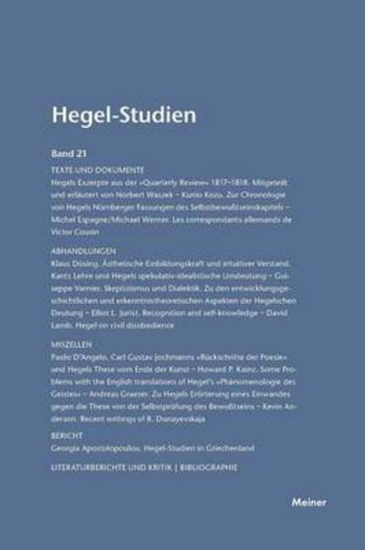 Hegel-Studien / Hegel-Studien Band 21 - Otto Poeggeler - Books - Felix Meiner - 9783787314850 - 1986