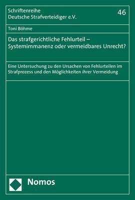 Cover for Böhme · Das strafgerichtliche Fehlurteil (Book) (2019)