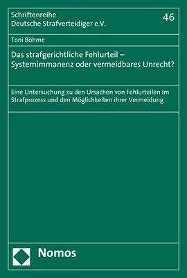 Cover for Böhme · Das strafgerichtliche Fehlurteil (Bok) (2019)