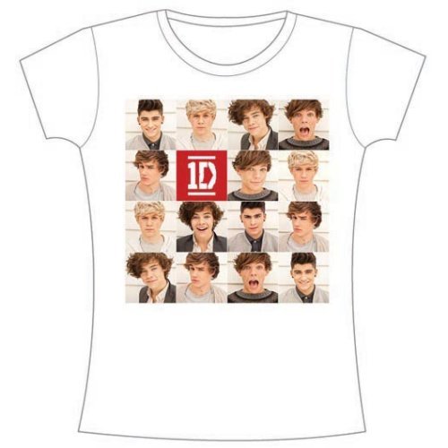 One Direction Ladies T-Shirt: Polaroid Band (Skinny Fit) - One Direction - Produtos - Global - Apparel - 5055295351851 - 