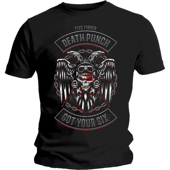 Five Finger Death Punch Unisex T-Shirt: Biker Badge - Five Finger Death Punch - Merchandise - Global - Apparel - 5056170619851 - 29. januar 2020