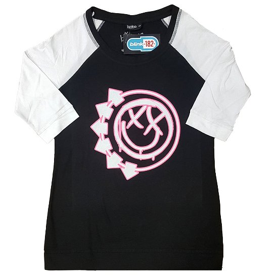 Blink-182 Ladies Raglan T-Shirt: Six Arrow Smile (XXXX-Large) - Blink-182 - Produtos -  - 5056368652851 - 