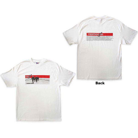 Cover for U2 · U2 Unisex T-Shirt: Vertigo 2005 Band Photo (White) (Back Print &amp; Ex-Tour) (T-shirt) [size XL] (2023)