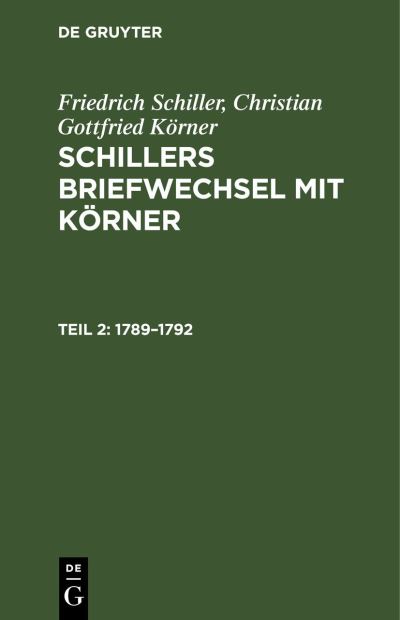 Cover for Friedrich Schiller · 1789-1792 (Book) (1960)